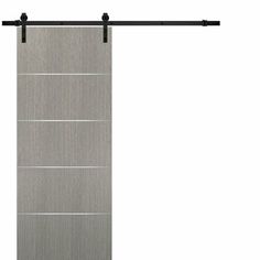 an open sliding door with black metal bars on the bottom and side, in front of a white background