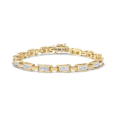 The connection you share is a special one. Remind her with this gorgeous bracelet, crafted in a polished 14 karat yellow gold, which links all the way around to showcases 2 carats of brilliant princess cut diamonds that will shimmer on her wrist. Belle Silhouette, Princess Cut Gold, Beautiful Silhouette, Diamond Bangles Bracelet, Timeless Luxury, Classic Bracelets, Princess Cut Diamond, Love Bracelet, Diamond Bangle