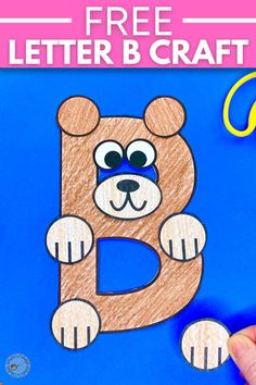 A bear-shaped letter b craft, colored with crayon. B Activities For Preschool, Letter B Activities For Preschool, Letter B Craft, B Activities, Bear Crafts Preschool, Preschool Letter B, B Craft, Letter B Activities