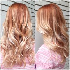 Strawberry Blonde Ombre, Strawberry Hair, Waves Hair, Ombre Hair Blonde, Red To Blonde, Blonde Waves