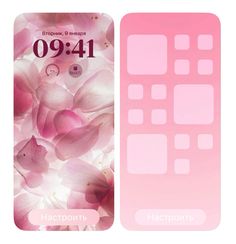 the back and side of a pink phone case with flowers on it's sides