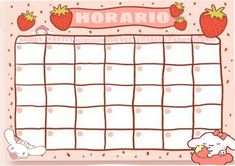 a hello kitty calendar with strawberries on it