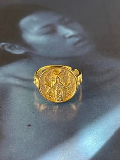 HECATE RING 14K Gold Plated Triple Goddess Sterling Silver - Etsy Witchy Ring, Greek Mythology Jewelry, Gold Goddess, Mythology Jewelry, Dark Jewelry, Locket Ring, Celtic Pendant, Going For Gold, Triple Goddess