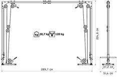 the drawing shows an overhead view of two tall poles, with measurements for each pole