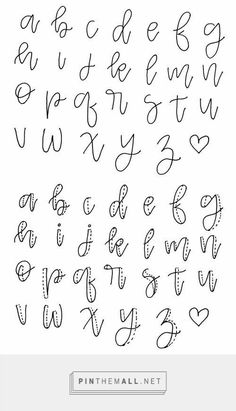 the handwritten alphabet is shown in black ink