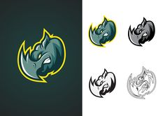 an image of a dragon head on the left and right side of a logo for a sports team