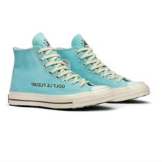 Converse Chuck 70 Hi " Golf Le Fleur" Unisex Sz Various /163863c Color Gulf Stream/ Egret The Converse Chuck 70 Sneakers Are Part Of The Converse Product Line, Manufactured In Vietnam In 2018. They Are Suitable For All Seasons - Winter, Summer, Fall, And Spring. The Shoes Are Customized With The Golf Le Fleur Design, Owned By Rapper Tyler, The Creator. These Sneakers Are Perfect For Those Who Want To Make A Statement With Their Footwear Without Compromising On Comfort. Price Won't Be Discussed I Tyler The Creator Converse, Gulf Stream, Seasons Winter, Converse Chuck 70, Chuck 70, Tyler The Creator, Converse Chuck, Chucks Converse, Summer Fall