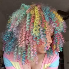 Crown Paint Colors Rainbow Curly Hair Black Women, Split Dyed Hairstyles, Dye On Curly Hair, Dye Hair Curly, Curly Split Dyed Hair, Split Dyed Curly Hair, Rainbow Curly Hair, Under Hair Dye Ideas