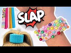 a woman's hand with some colorful beads on her wrist and an ad for slap