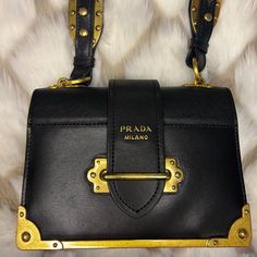 Good Condition. Does Need A Small Repair On The Gold Closure. Otherwise, Used But Minimal Wear. Leather Crossbody Bag, Leather Crossbody, Prada, Crossbody Bag, Bag Lady, Leather, Gold, How To Wear, Black