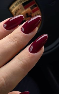 Shades Of Red Nails Ideas, Plain Dark Red Nails, Merlot Red Nails, Cherry Red Porsche, Dark Red Porsche, Dark Blood Red Nails, Nail Dark Red, Deep Nail Colors, Porsche Nails