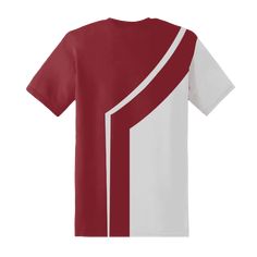 a red and white t - shirt on a white background