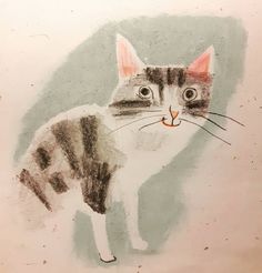 a drawing of a cat is shown on the wall