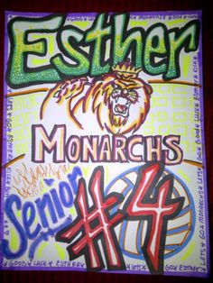 a sign that has been placed in front of a wall with the words, esher monarchs