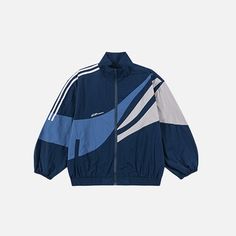 Front view of the blue Velocity Windbreaker Jacket in a gray background Streetwear Culture, Windbreaker Jacket, Blue Black, Street Wear, Collage, Pins, Blue, Black