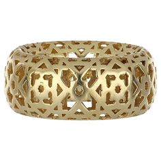 Tiffany & Co. Paloma Picasso 18K yellow gold Marrakesh band. It is 9 1/2 mm in width. Circa 2000. Traditional Gold Jewelry With Decorative Band, Traditional Yellow Gold Jewelry With Decorative Band, Luxury Gold Rings With Etched Details, Luxury Gold Band Rings, Picasso Blue, Vintage Tiffany, Paloma Picasso, Citrine Ring, Gold Band Ring