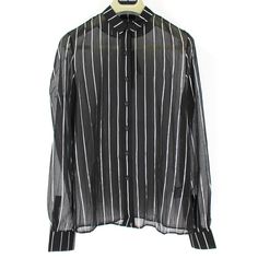 Rta Sheer Black Silver Stripe Collared Button Down Long Sleeve Blouse Top New With The Tag Size: Xs Material: 100% Polyester Dry Clean Sheer Black Blouse With Silver Shimmery Metallic Vertical Stripes Collared With A Button-Up Front Closure Long Sleeves With Button Cuffs New With The Tag, Never Worn! Approx. Measurements: Across The Underarms: 19" Sleeve Length From Underarms: 19.25" Length Down The Center Back From Neck Seam: 25.25" Classic Shirt With Button Closure For Night Out, Formal Striped Tops With Button Closure, Silver Long Sleeve Top With Button Closure, Elegant Black Tops With Snap Buttons, Classic Tops With Buttons For Night Out, Elegant Striped Button-up Tops, Elegant Striped Tops With Button Closure, Chic Silver Tops For Workwear, Black Tops With Snap Buttons For Night Out