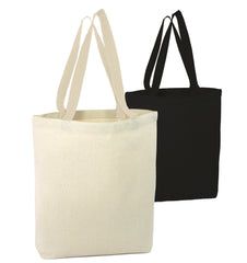 two non - woven totes are shown in black and white