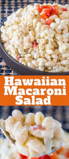 hawaiian macaroni salad in a serving dish