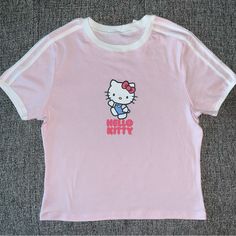 Brand New Size Large Cute Spring T-shirt With Cat Design, Cute Hello Kitty Clothes, White Cat Design Tops For Streetwear, White Cat Design Top For Streetwear, Cute Hello Kitty Print T-shirt For Streetwear, Cute Hello Kitty T-shirt For Streetwear, Cute Hello Kitty T-shirt For Spring, Pink Cat Print Graphic Tee, Pink Graphic Tee With Cat Print