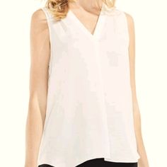 Flattering Ivory Blouse With Drape Neckline Detail That Flows Down The Front. Pull-On Style With A Slight Stretch. Great To Wear Under Cardigans Or Blazers For Work. Brand New With Tag. Versatile White Tank Top For Work, White Sleeveless Tank Top For Work, Versatile White V-neck Tank Top, White Tank Top For Workwear, White Tank Top For Work, Versatile Sleeveless Tank Top For Daywear, Versatile Sleeveless Daywear Blouse, Versatile White Sleeveless Blouse, White Sleeveless Versatile Blouse