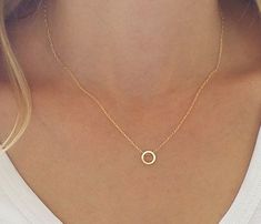 Tiny Pendant Necklace, Gold Circle Necklace, Karma Necklace, Tiny Pendant, Gold Jewelry Necklace, Gold Circle, Necklace Minimalist, Circle Necklace, Simple Jewelry