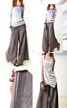 Moon forgot linen skirt pants K1206b от idea2lifestyle на Etsy Wide Legged Pants, Harem Pants Women, Mode Boho, Linen Skirt, Loose Pants, Urban Outfits, Linen Pants, Cute Fashion, Skirt Pants