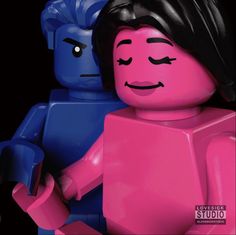 the lego movie poster features two blue and pink characters