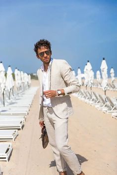 23 Ideas for Beach Wedding Attire for Men | Groom, Casual, Semi-Formal, Linen, and More Men Linen Suits, Linen Wedding Suit, Mens Beach Wedding Attire, Linen Suits For Men, Beach Wedding Suits, Summer Wedding Suits, Summer Suits Men