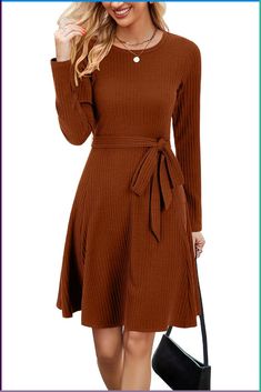 PRICES MAY VARY. FALL DRESSES FOR WOMEN 2023: this long sleeve dress for women is made of premium stylish ribbed knit fabric, soft and skin-friendly, stretchy and warm, can be worn throughout pregnancy, comfortable to wear all day long. SWEATER DRESS FOR WOMEN: crewneck, sweater dress, long sleeve maternity dress, ribbed knit dress, fit and flare, a line slim fit, above knee length dress, tie waist fall dresses, self belted dress, women's casual dresses, winter dress for women, holiday dresses f Winter Dresses With Leggings, Womens Fall Dresses With Booties, Classic Casual Dresses, A Line Winter Dress, Knit Sweater Dress Pattern Free, Fall/winter Dresses, Dresses With Chelsea Boots, Fall Mom Style, Fall Clothes For Women 2024