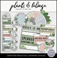 an assortment of different types of labels and stickers for plants and foliage, with the words voice - o - me - grupvoice written on them