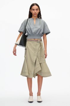 Layered Flounce Cargo Skirt Cargo Skirt Outfit Ideas, Cargo Skirt Outfit, Skirt Outfit Ideas, Perfect Pant, Cargo Skirt, Cropped Sweatshirt, Cotton Viscose, 3.1 Phillip Lim, Women Trends