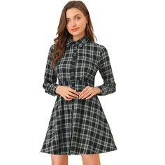 Made from lightweight cotton fabric, with a classic blue and red checkered pattern, shapes this cozy dress that has a turndown neckline with button cuffs. Try them on casual days with leather clutch bags and brown ankle boots, and finish with a tie waist for a chic look. The classic plaid dress shows off your elegance and confidence. Occasions: Saint Patrick's Day, Christmas Day, Shopping, Party, Coffee Shop, Office, Work, Holiday, Dating, Daily Wear, Outdoors, Casual for all year round. Long Sleeve Plaid Cotton Dress For Fall, Long Sleeve Cotton Plaid Dress For Fall, Collared Plaid Dress For Work, Plaid Long Sleeve Shirt Dress For Daywear, Casual Long Sleeve Plaid Dress In Gingham Pattern, Fitted Plaid Dress For Fall In Preppy Style, Fitted Plaid Dress For Fall, Preppy Style, Long Sleeve Plaid Dress For Daywear, Long Sleeve Plaid Cotton Shirt Dress