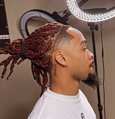 Loc Hair Color Ideas Men, Mens Loc Colors, Dye Dreads Men, Dreadlock Dye Ideas Men, Locs Color Ideas Men, Dreadloc Colors, Ginger Locs Black Man, Dye Locs Men, Loc Colors For Men