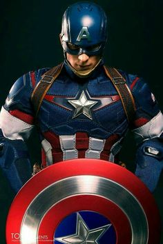 captain america is standing with his hands on his hips