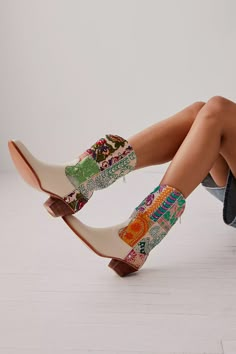 Selina Embroidered Western Boots | Free People Patchwork Boots, Free People Boots, Embroidered Boots, Repurposed Clothing, Modern Accessories, Label Tag, Mid Calf Boots, Cowgirl Boots, Shoe Game