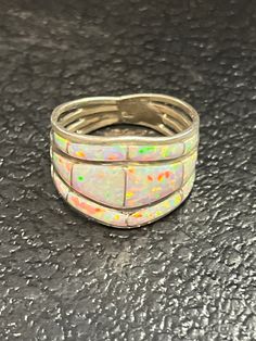 opal inlay ring 1/4" Luxury Opal Inlay Ring For Gift, Luxury Silver Opal Ring With Inlay, Luxury Opal Inlay Ring Gift, Luxury Opal Inlay Ring As Gift, Sterling Silver Rings Set, Rings Set, Opal Rings, Ring Sets, Band Rings