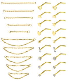 PRICES MAY VARY. [NOSE RINGS CHAIN SET] One Order Includes 9 Pairs Nose Studs and 10 Pcs Nose Chains in Different Length, Sufficient Length Help You Find What Length You Need for Your Nose Easily. Multiple Nose Stud Offer You Different Wearing Experience. [CUTE AND SIMPLE DESIGN] These Nose Ring Set Are Very Pretty and Simple, Making You Look More Elegant and Charming, Suit for Both Men and Women. The Nose Chains also Can be Matched for Ear and Lip Piercing. [SUITABLE SIZE] The Nose Stud Gauge: Double Nose Stud, Nose Ring Chain, Nostril Piercing Jewelry, Chain Piercing, Stud Nose Ring, Nose Chain, Rings Chain, Skin Allergy, Nostril Piercing