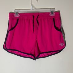 Umbro Comfort Control Women’s Athletic Shorts With Pocket On Each Side, Drawstring Waist And Underwear Inside Black And Magenta Size Medium New With Tags From A Smoke Free Home Feel Free To Make An Offer! Or Bundle For More Savings! Casual Pink Athletic Shorts For Gym, Pink Athletic Shorts For Gym, Casual Pink Sports Shorts, Pink Casual Activewear For The Beach, Sporty Pink Athletic Shorts For Beach, Solid Color Micro-elastic Athletic Shorts, Pink 4-way Stretch Sports Shorts, Compressive Pink Sportswear Shorts, Pink Athletic Shorts With Built-in Nylon Shorts