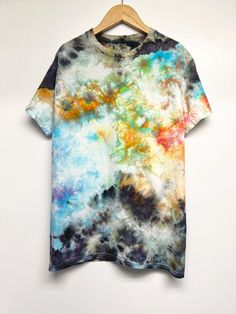 Hand made Tie-dye , 5.3 oz 100% cotton T-shirt, unisex/men size. Only one available.  International shipping:  We will refund overpaid shipping charge collected after shipping label created. We will only charge the actual shipping cost. The listing setup pricing is for each individual item under 2lbs, hoodies work well with setup, 2-3 T-shirts will be still under 2lbs if combined shipping. please let us know if you have questions. If not satisfied, please contact me. Casual Hand-dyed Multicolor T-shirt, Watercolor Tie Dye, Tie-dye Hand-dyed Sweatshirt For Streetwear, Hand Dyed Tie-dye Graphic Tee, Casual Hand-dyed Tie-dye T-shirt, Cotton Tie-dye Pre-washed T-shirt, Black Watercolor, Shipping Label, Tie Dye T Shirts