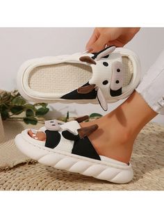 [Size selection]If your foot width or size is between two sizes, We recommend you choose one size up.Women's Cartoon Cow Slippers Thick Sole Soft Indoor Outdoor Slippers Cute Animal Shape Slippers Black and White Fashionable        Women Shoes, size features are:Bust: ,Length: ,Sleeve Length: White Flat Platform Slippers, Comfortable Non-slip White Sandals, White Non-slip Slippers With Flat Heel, White Non-slip Flat Heel Slippers, White Casual Platform Slippers With Flat Heel, White Cushioned Platform Slippers, White Non-slip Open Toe Platform Slippers, Closed Toe White Platform Slippers With Cushioned Footbed, Comfortable White Flat Platform Slippers