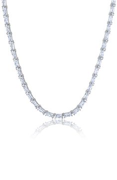 Add a brilliant glow to your neckline with this radiant tennis necklace hand set with flawless, baguette-cut cubic zirconia. Hypoallergenic Sterling silver/platinum plate or 18k-gold plate/cubic zirconia Imported Bony Levy, Tennis Necklace, Baguette Cut, Initial Pendant, No Color, Silver Rose Gold, Kendra Scott, Gemstone Necklace, Layered Necklaces