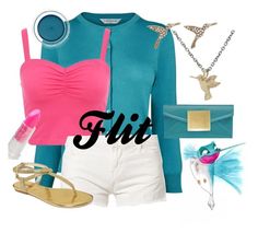 "Flit" by amarie104 ❤ liked on Polyvore featuring L.K.Bennett, Levi's, Michael Kors, Warehouse, Jamie Joseph, Dareen Hakim, Models Own and Maybelline Cardigan Pink, Pink Crop Top, Beach Bum