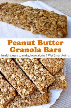 peanut butter granola bars stacked on top of each other