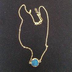 Aqua Marine Natural Stone Druzy Necklace With Gold Setting On 18" Chain Chameleon Jewelry, Druzy Necklace, Aqua Marine, Gold Set, Druzy, Blue Gold, Womens Jewelry Necklace, Natural Stone, Natural Stones