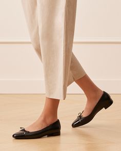 Formal Almond Toe Ballet Flats For Fall, Elegant Almond Toe Ballet Flats For Fall, Elegant Low Heel Flats For Fall, Elegant Flats With Flat Heel For Fall, Formal Fall Ballet Flats With Almond Toe, Elegant Calf Leather Flats For Fall, Elegant Almond Toe Flats For Fall, Fall Ballet Flats With Bow, Calf Leather Ballet Flats With Bow