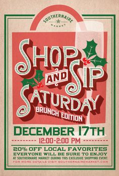 a flyer for the shop and sip saturday brunch edition on december 3rd, 2009