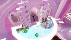 an animated image of a princess's castle in the middle of a room with pink walls