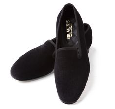 Black Albert Velvet Slippers | SIR JACK'S Elegant Slip-on Slippers With Leather Sole, Elegant Slip-on Slippers With Round Toe, Luxury Formal Slippers With Leather Sole, Luxury Slippers With Rubber Sole, Elegant Slip-ons With Rubber Sole For Galas, Luxury Goodyear Welted Slip-ons For Formal Occasions, Formal Slippers With Leather Sole, Formal Slippers With Leather Sole And Slip-on Fit, Formal Slip-on Slippers With Leather Sole