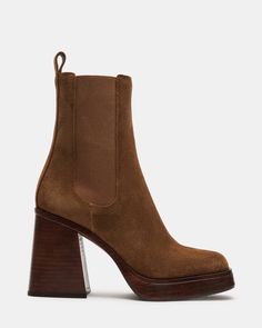 Flare Heel Boots, Steve Madden Brown Boots, Brown Platform Ankle Boots, Chunky Brown Boots Outfit, Heel Ankle Boots Outfit, Chunky Brown Boots, Platform Boots Outfit, Brown Boots Outfit, Clothes Encounters